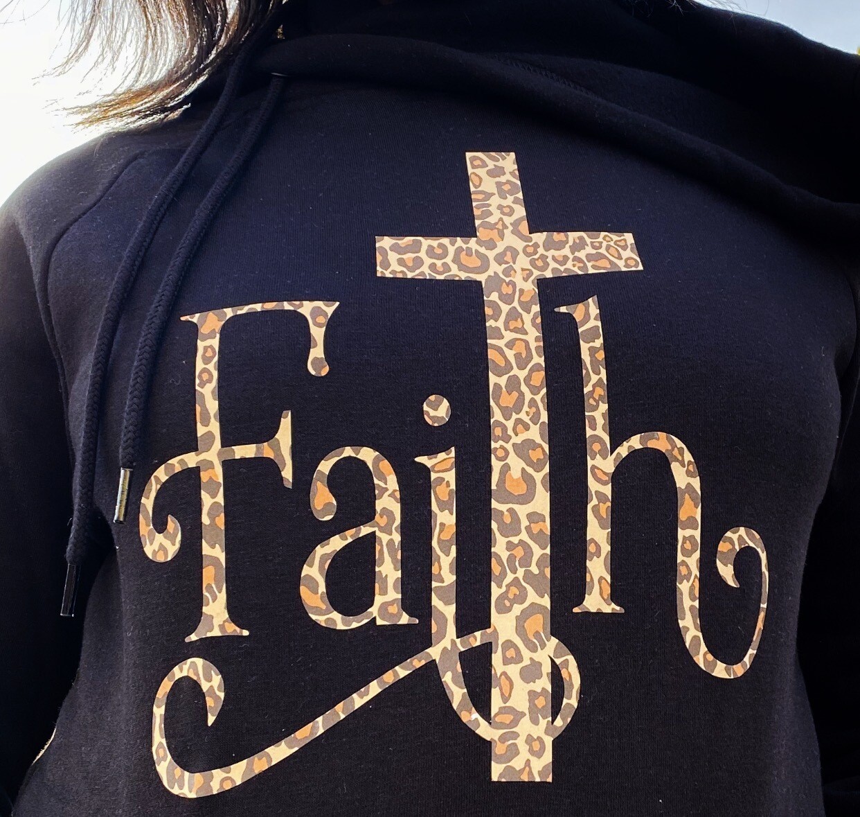 Faith Pattern Quilt Side Tie Hoodie