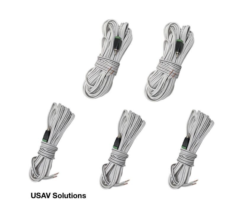 Set of 5 Speaker Cable for Bose Lifestyle Acoustimass System - RCA to Bare Wire - White