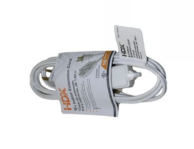 Lot Of 2 HDX 3 outlet 6 ft 13 Amp 16 gauge indoor Extension Cords in White