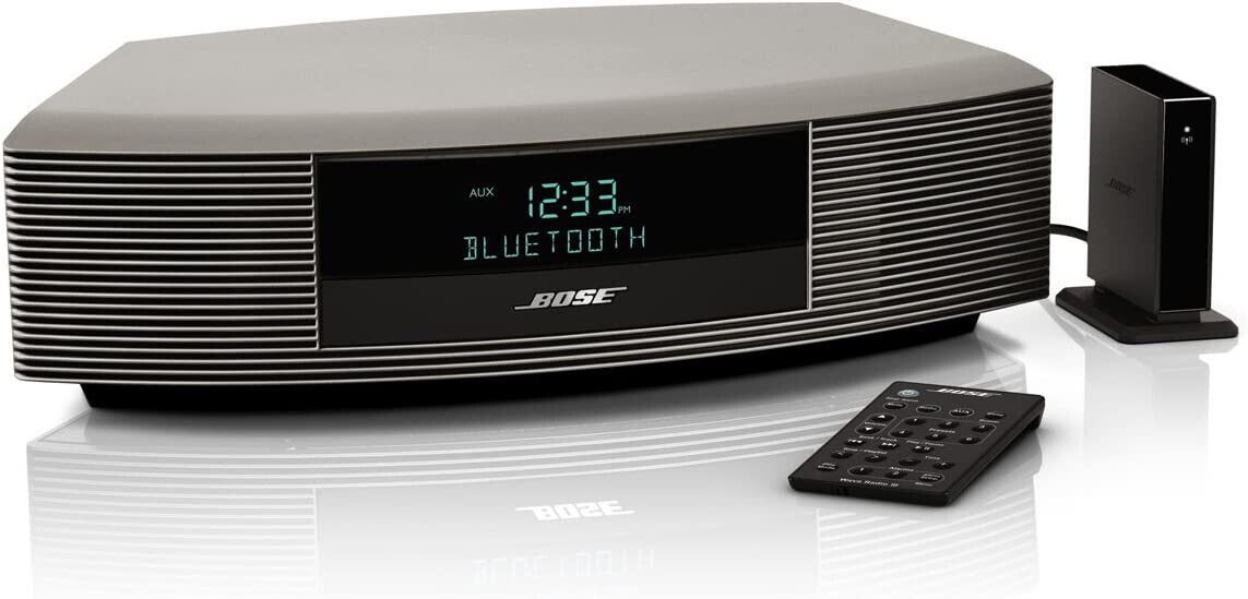 Bose Wave Radio III Graphite Gray W/ Remote and OEM Bluetooth Adapter, Color: Titanium Silver