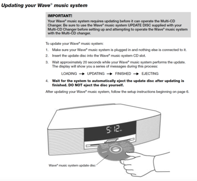 UPDATE DISK for Bose Wave Multi CD Changer - Please Read Description UPDATE DISK for Bose Wave Multi CD Changer - Please Read Description