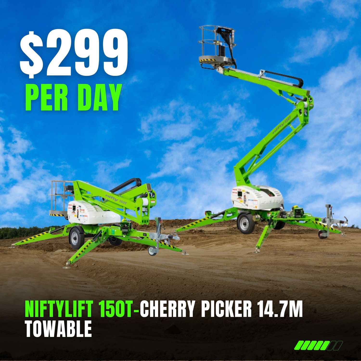 Nifty 150T- Cherry Picker/Boom 14.7m (48ft) Trailer Mounted - Towable *SPRING PROMO DEAL*