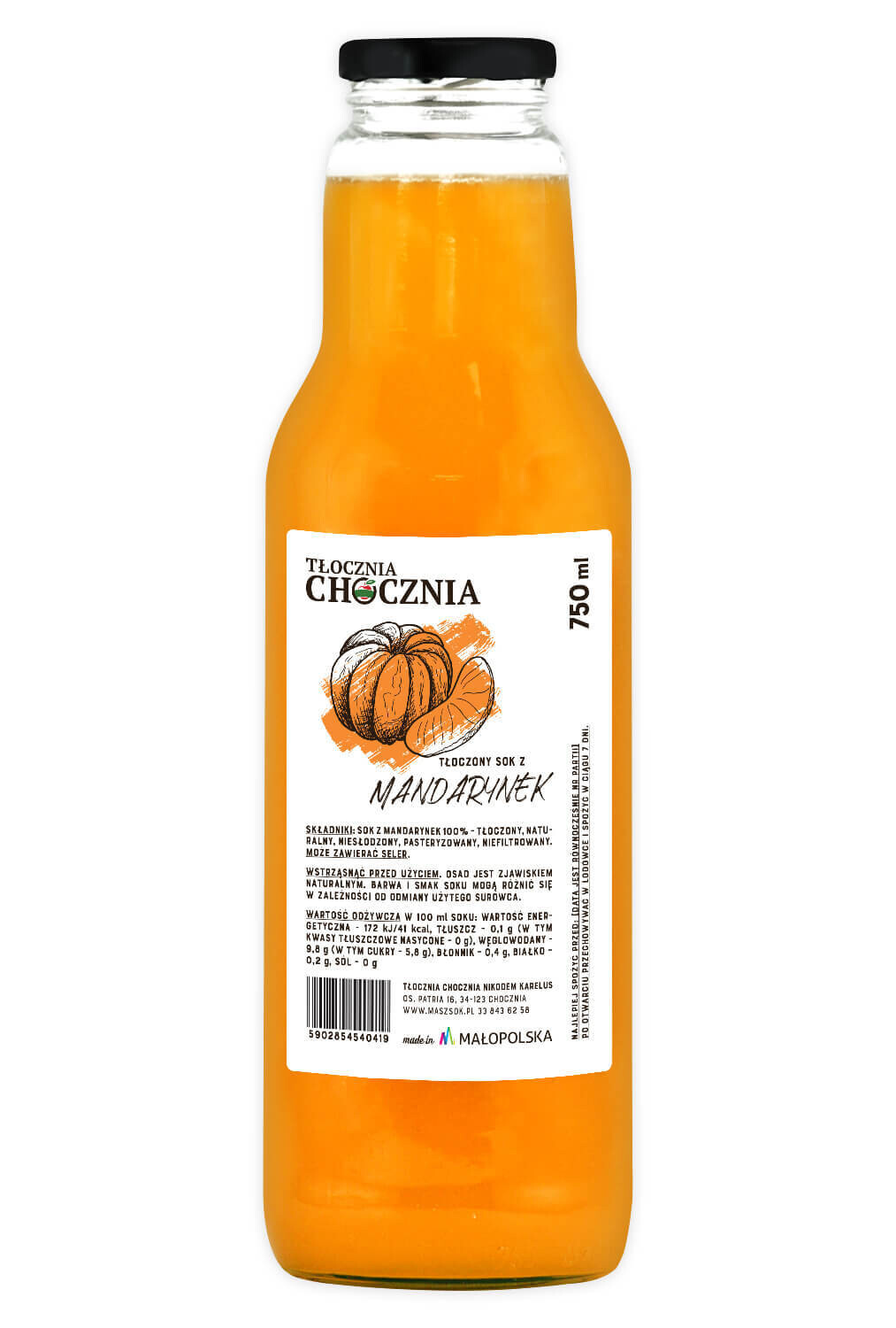 Sok z Mandarynek 100% 750ml Tłoczony