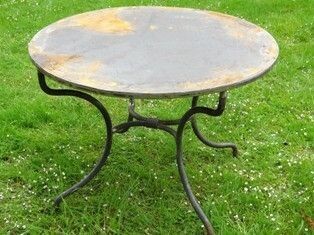 table ronde de jardin en fer plein et tôle diamètre 120 cm