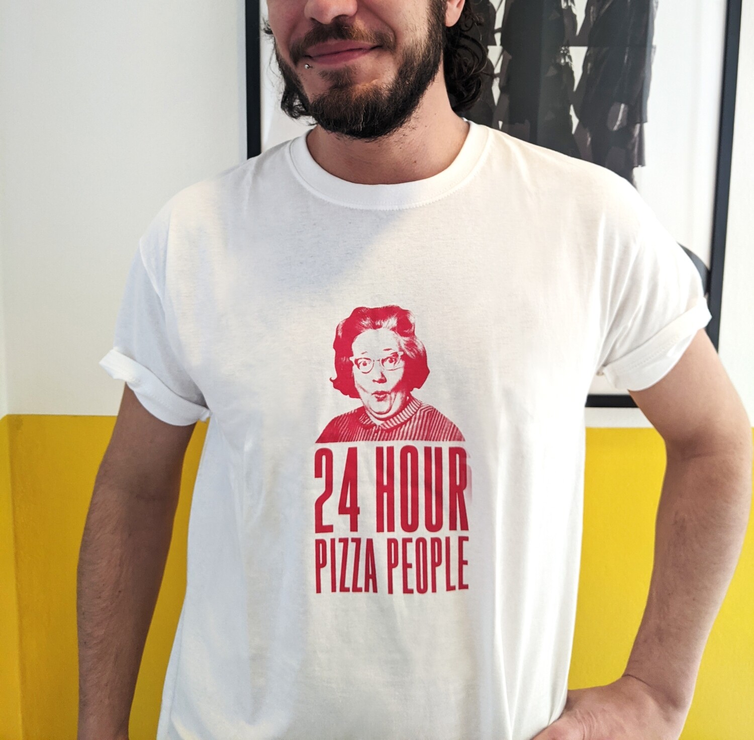 24 HOUR PIZZA PEOPLE / T-SHIRT / White