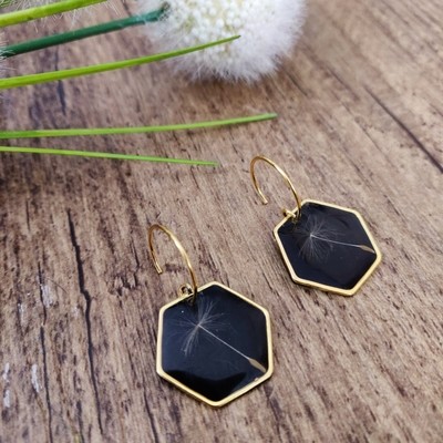DANDELION: oorbellen goud hex groot kort