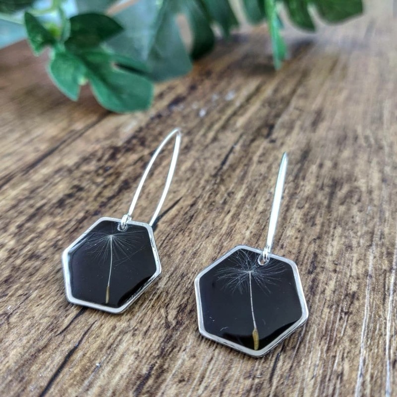 DANDELION: oorbellen zilver hex lang