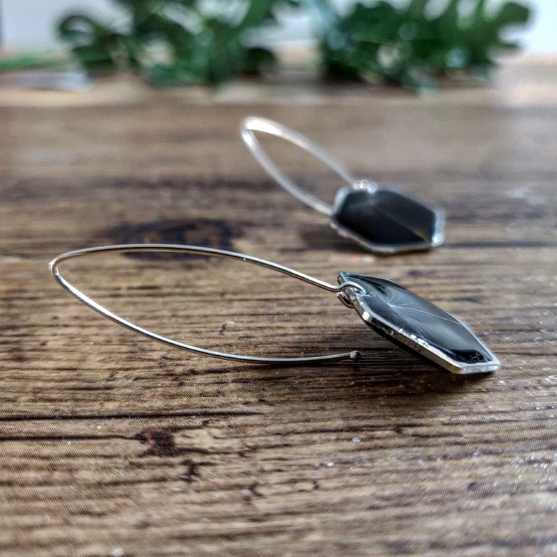 DANDELION: oorbellen zilver hex lang