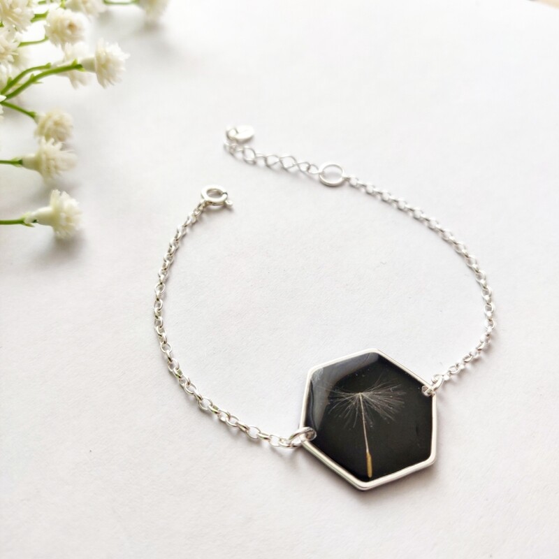 DANDELION: armband zilver hex groot