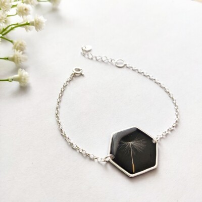 DANDELION: armband zilver hex groot