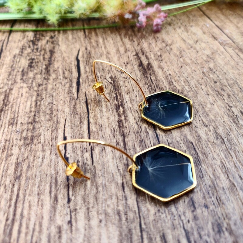 DANDELION: oorbellen goud hex lang