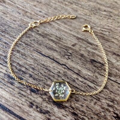 Queen Anne's Lace: armband goud hex klein