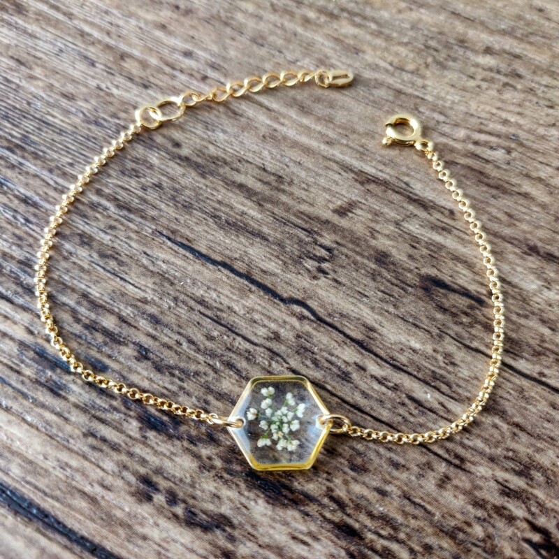 Queen Anne's Lace: armband goud hex klein