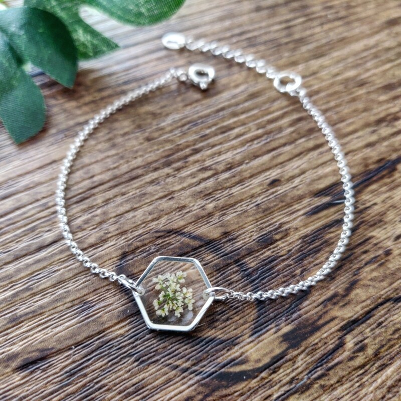 Queen Anne's Lace: armband zilver hex klein