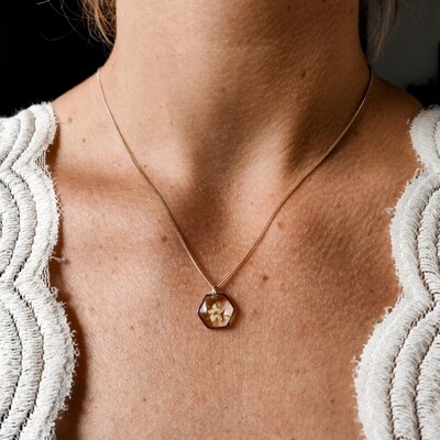 ELDERFLOWER: ketting zilver hex klein