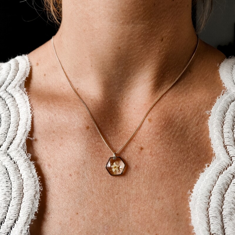 ELDERFLOWER: ketting zilver hex klein