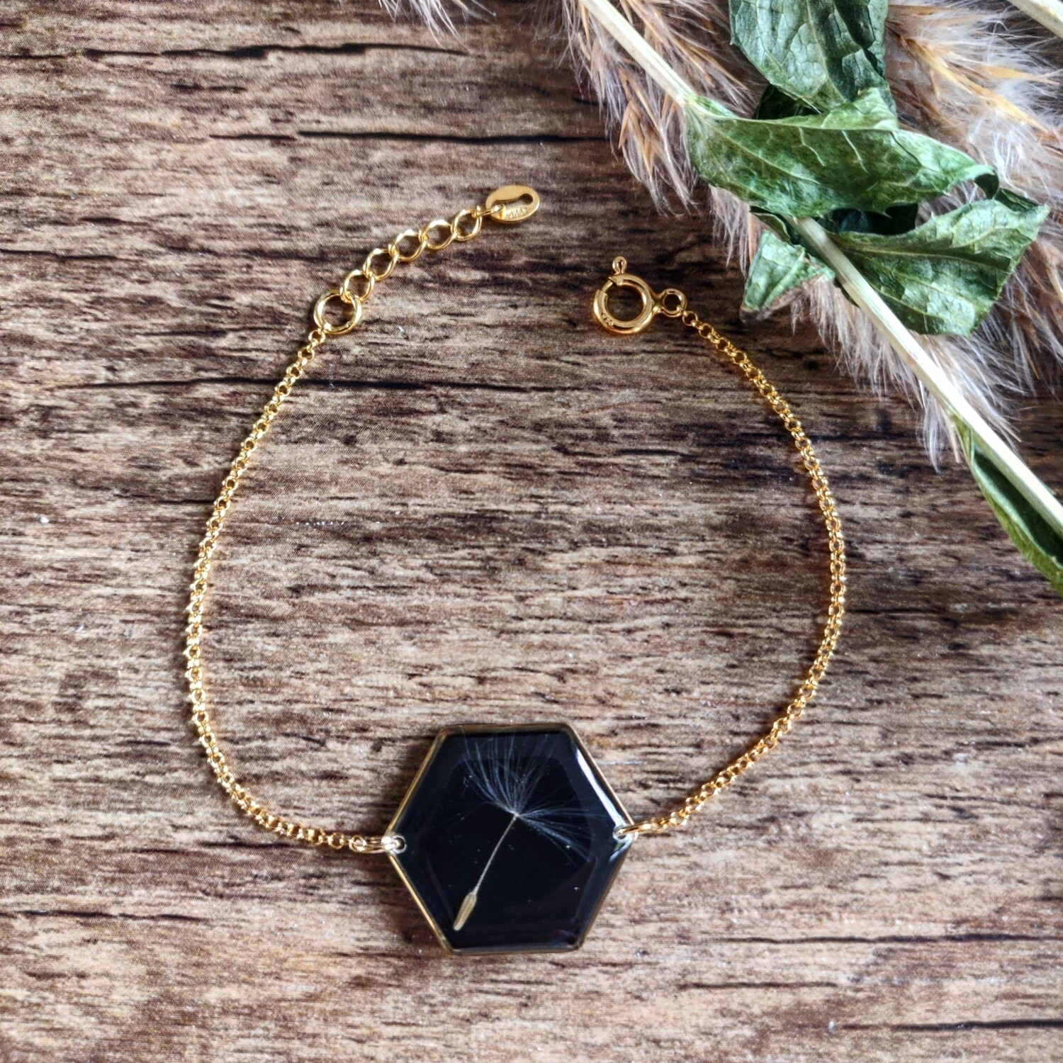 DANDELION: armband goud hex groot