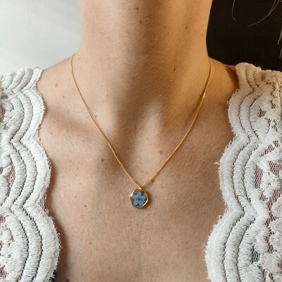 Vergeet me nietje: ketting hexagon
