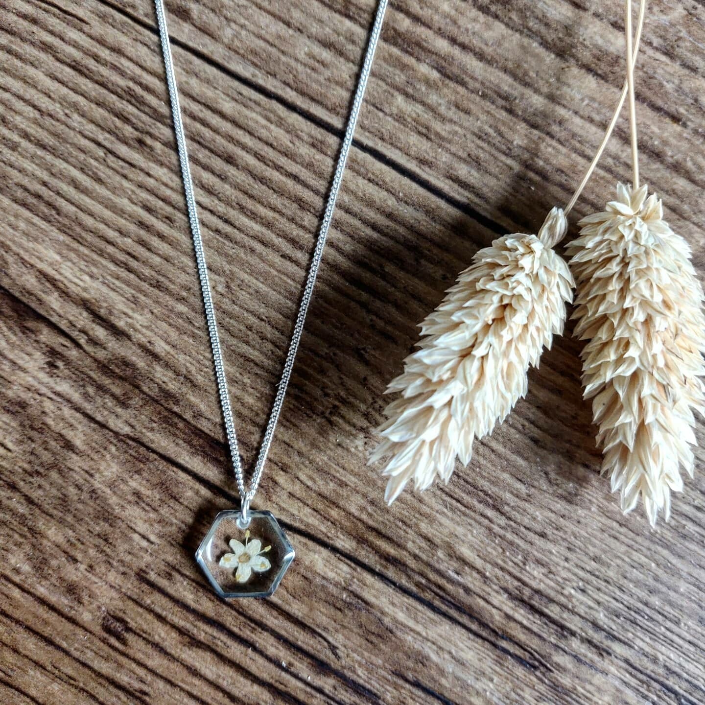 ELDERFLOWER: ketting zilver hex klein