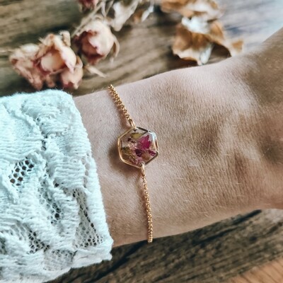 Pressed roses: armbandje goud hex klein