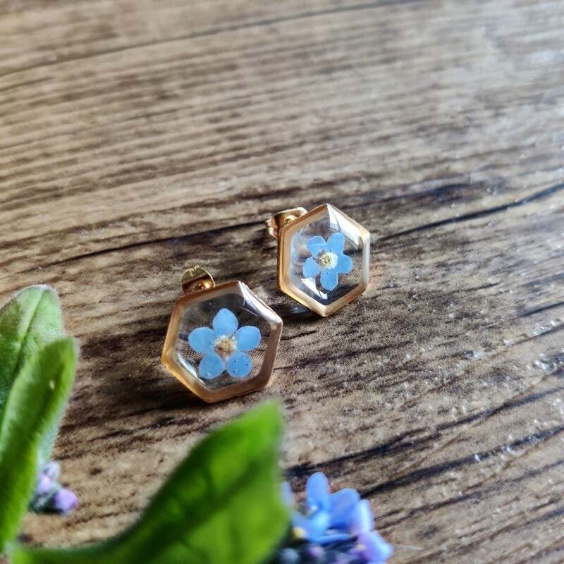 Vergeet me nietje: studs goud