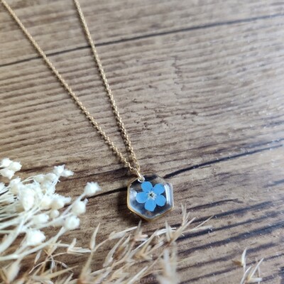 Vergeet me nietje: ketting goud hex klein