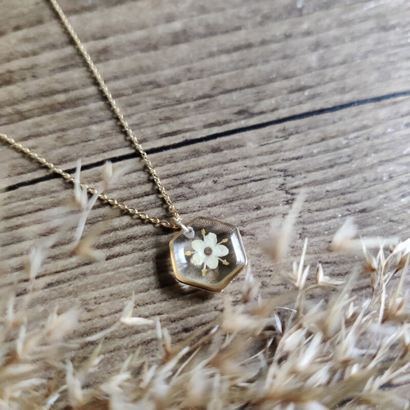 ELDERFLOWER: ketting goud hex klein