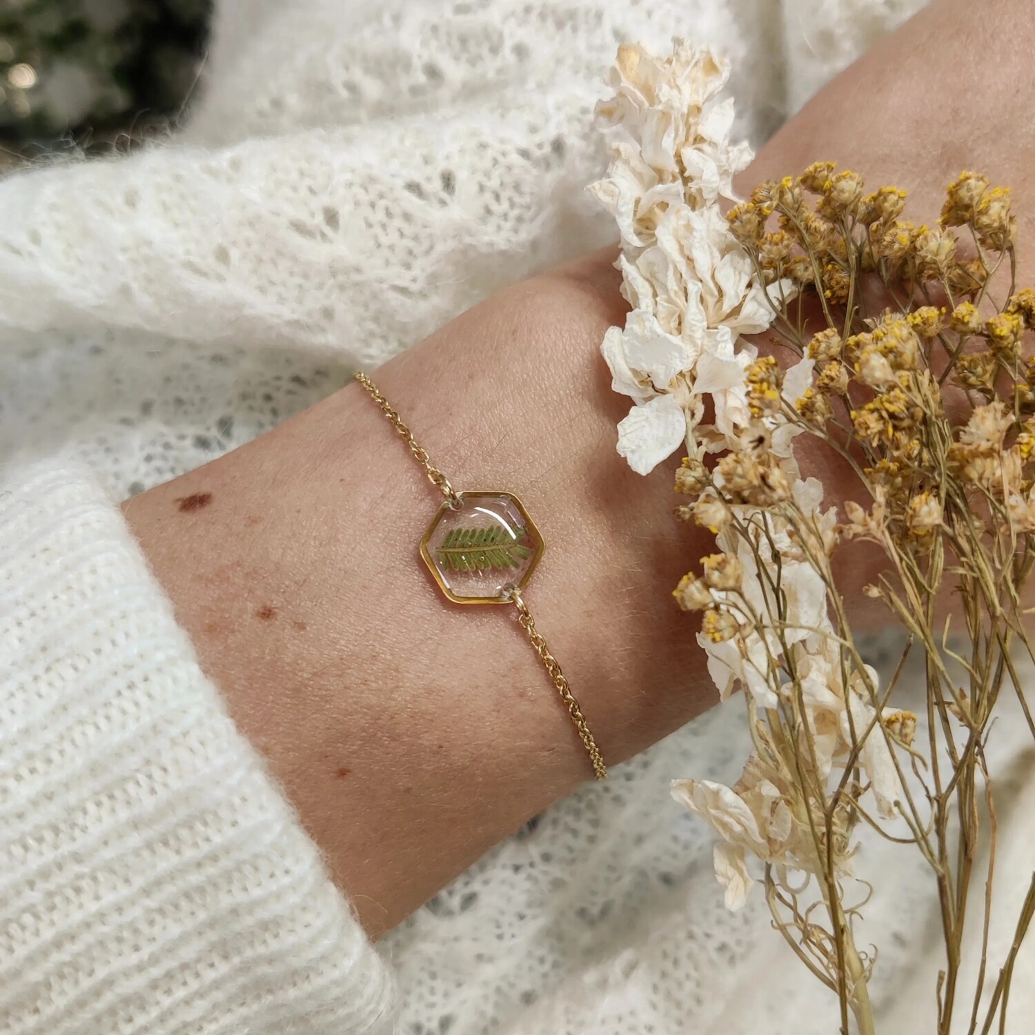 LEAVES: armband goud hex