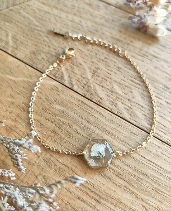Gypsophila wit: armband goud hex