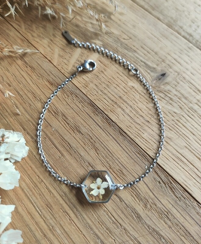 ELDERFLOWER: armband zilver hex klein