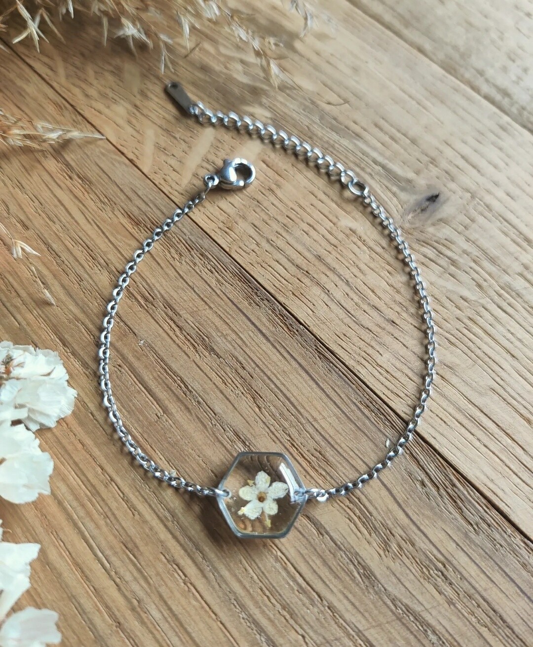 ELDERFLOWER: armband zilver hex klein