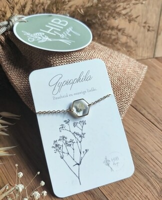 Gypsophila wit: armband goud hex