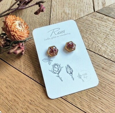 Pressed roses: studs goud