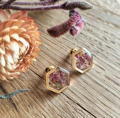 Pressed roses: studs goud