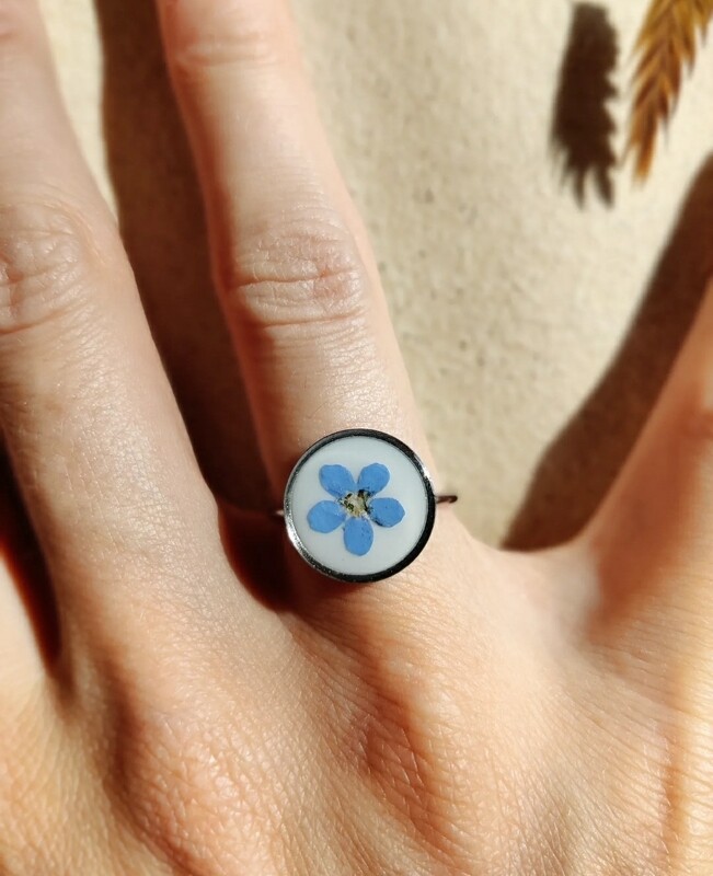 Vergeet me nietje: ring zilver