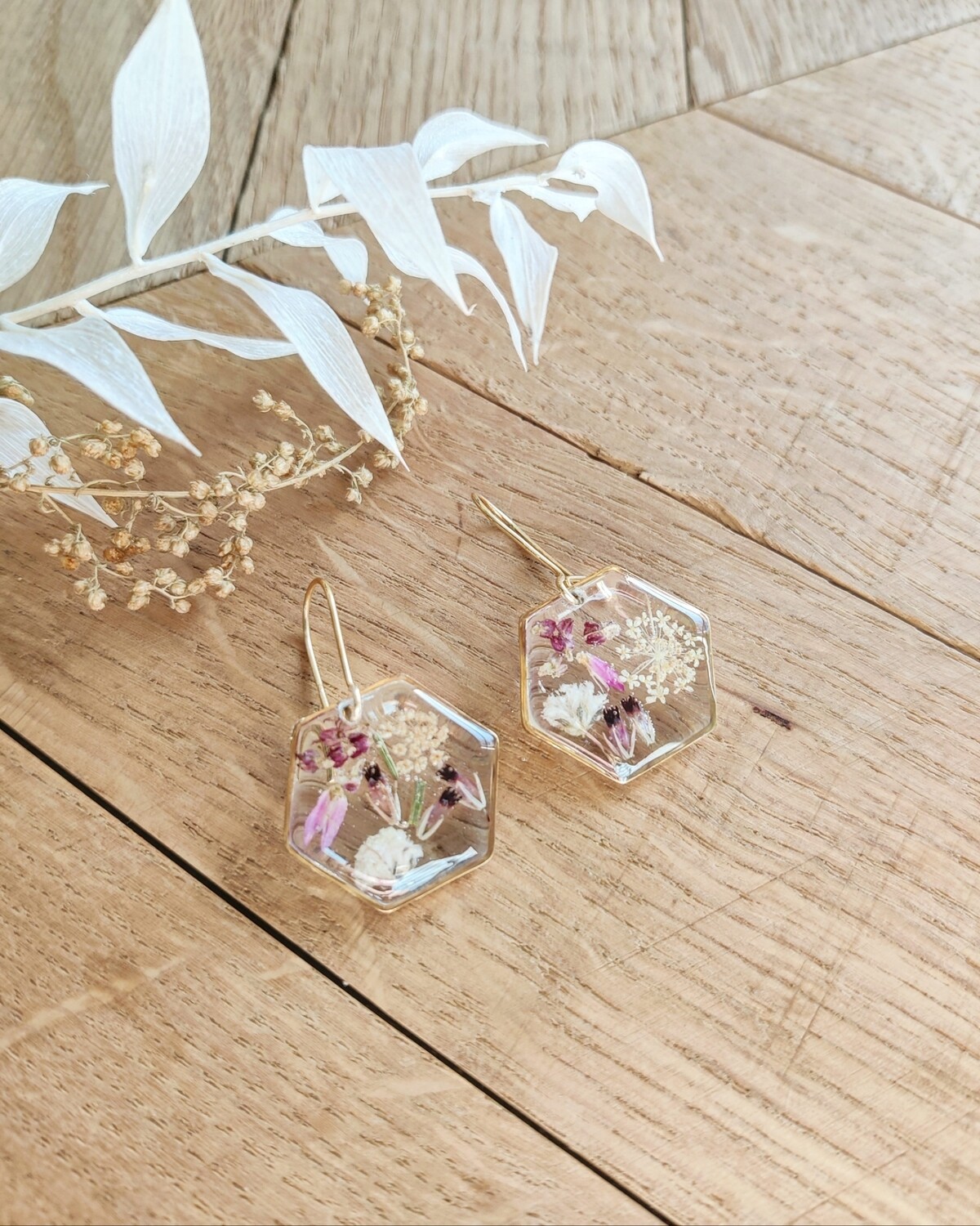 Rose touch: oorbellen hex groot