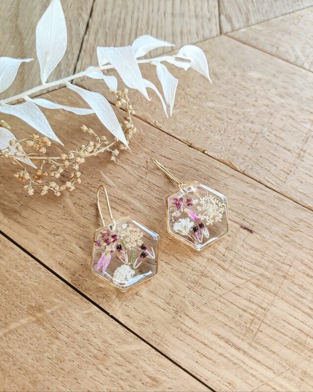 Rose touch: oorbellen hex groot