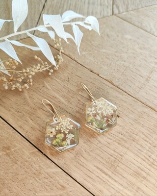 White touch: oorbellen hex groot