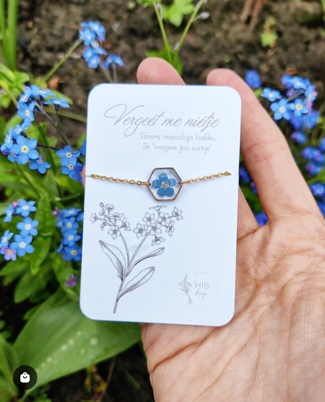 Vergeet me nietje: armband goud hex klein