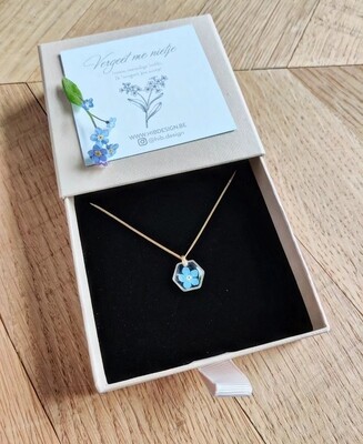 Vergeet me nietje: ketting goud hex klein