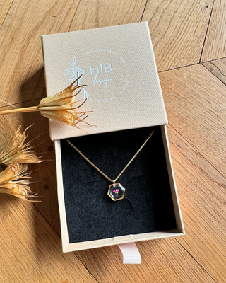 Queen Anne’s Lace: Ketting Goud Hex Deep Pink