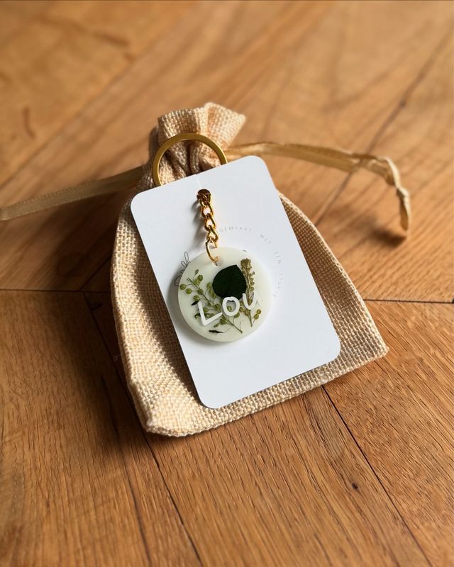 Sleutelhanger wit: gepersonaliseerd