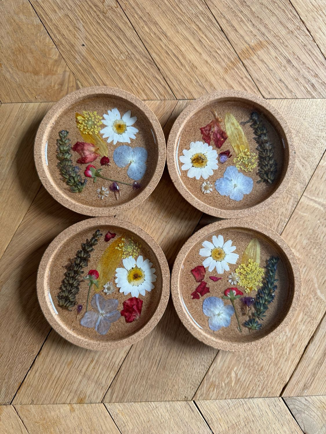 Drankonderzetters: 4 stuks bloemenmix