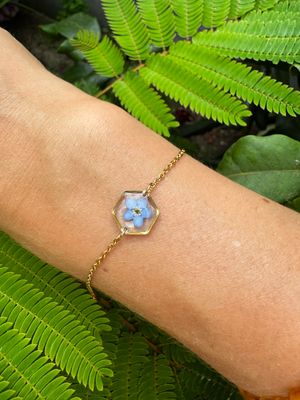Vergeet me nietje: armband goud hex klein