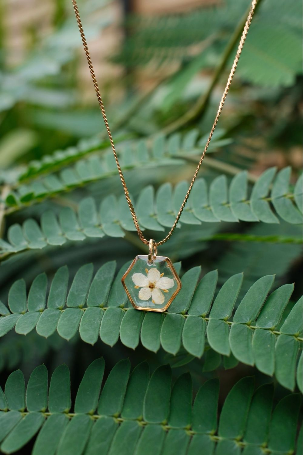 Vlierbloesem: ketting hexagon