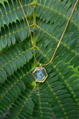 Vergeet me nietje: ketting hexagon