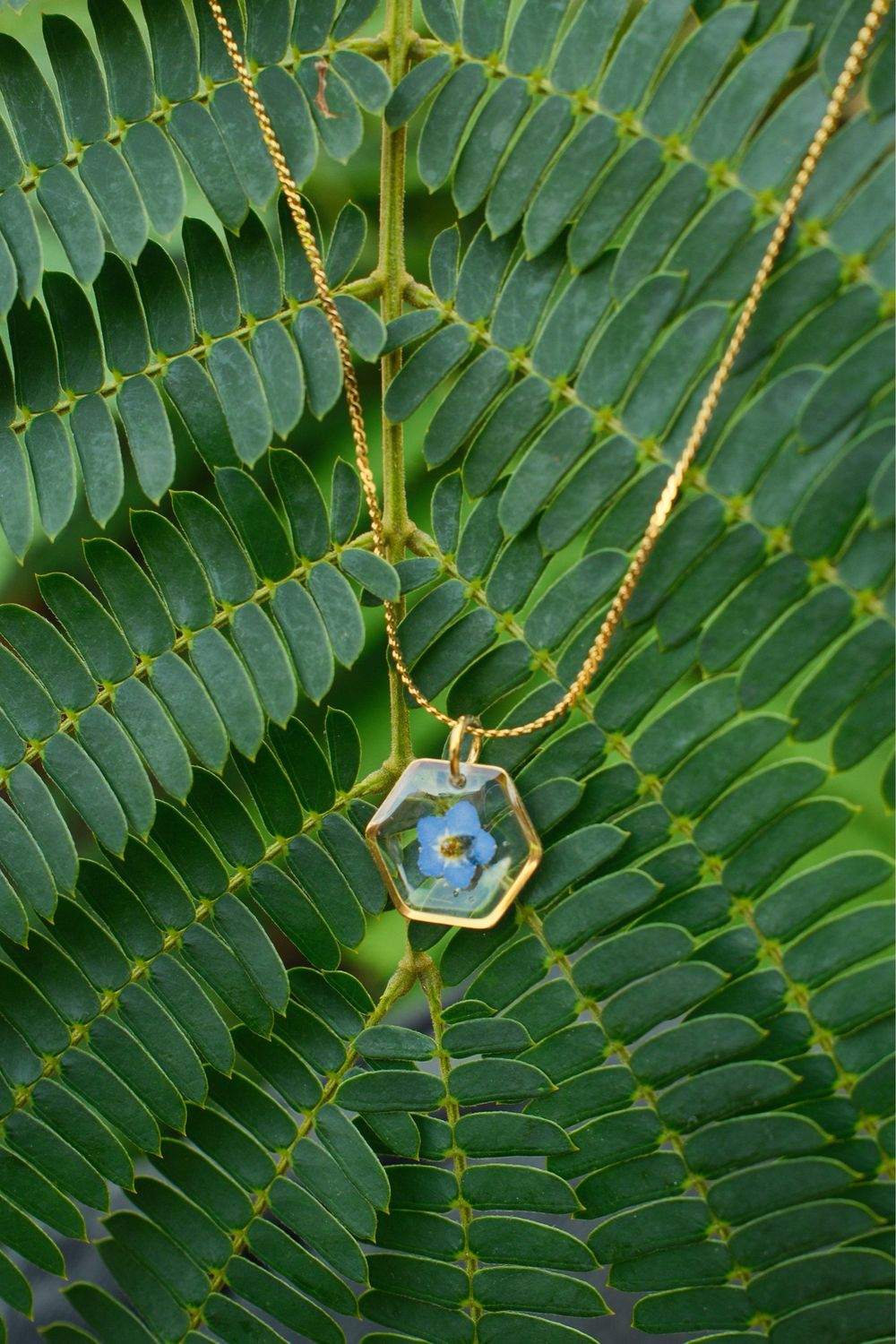 Vergeet me nietje: ketting hexagon