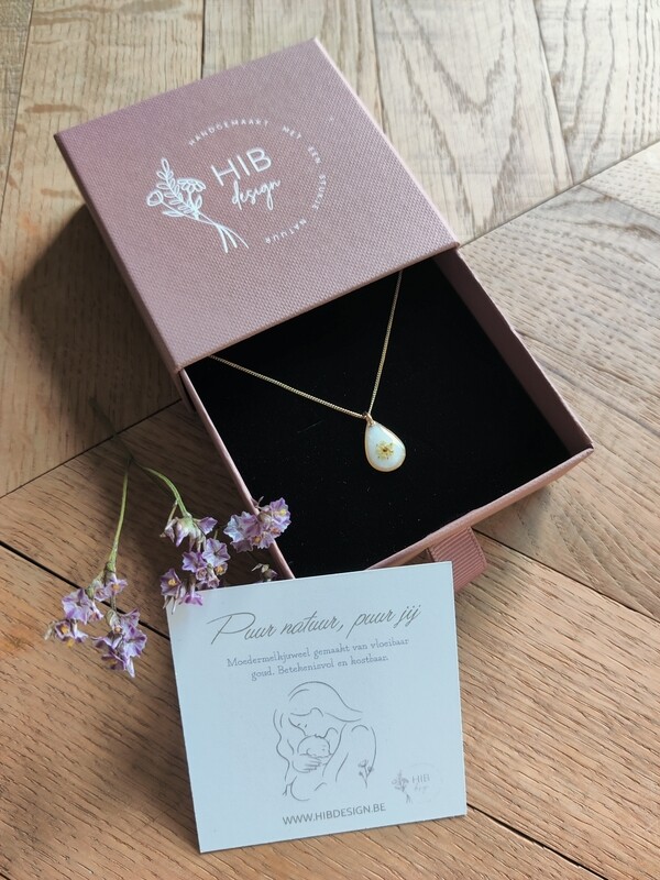 Moedermelk ketting drop: elderflower two sides