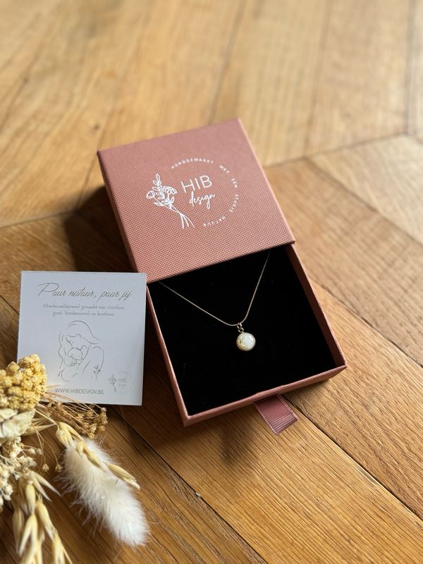 Moedermelk ketting rond: goudschilfers 10mm