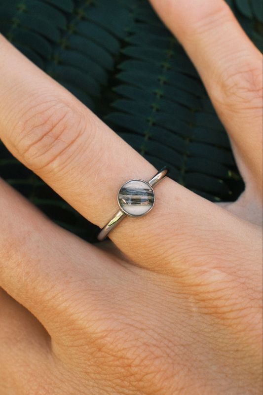 Ring: met haartjes zilver 8mm